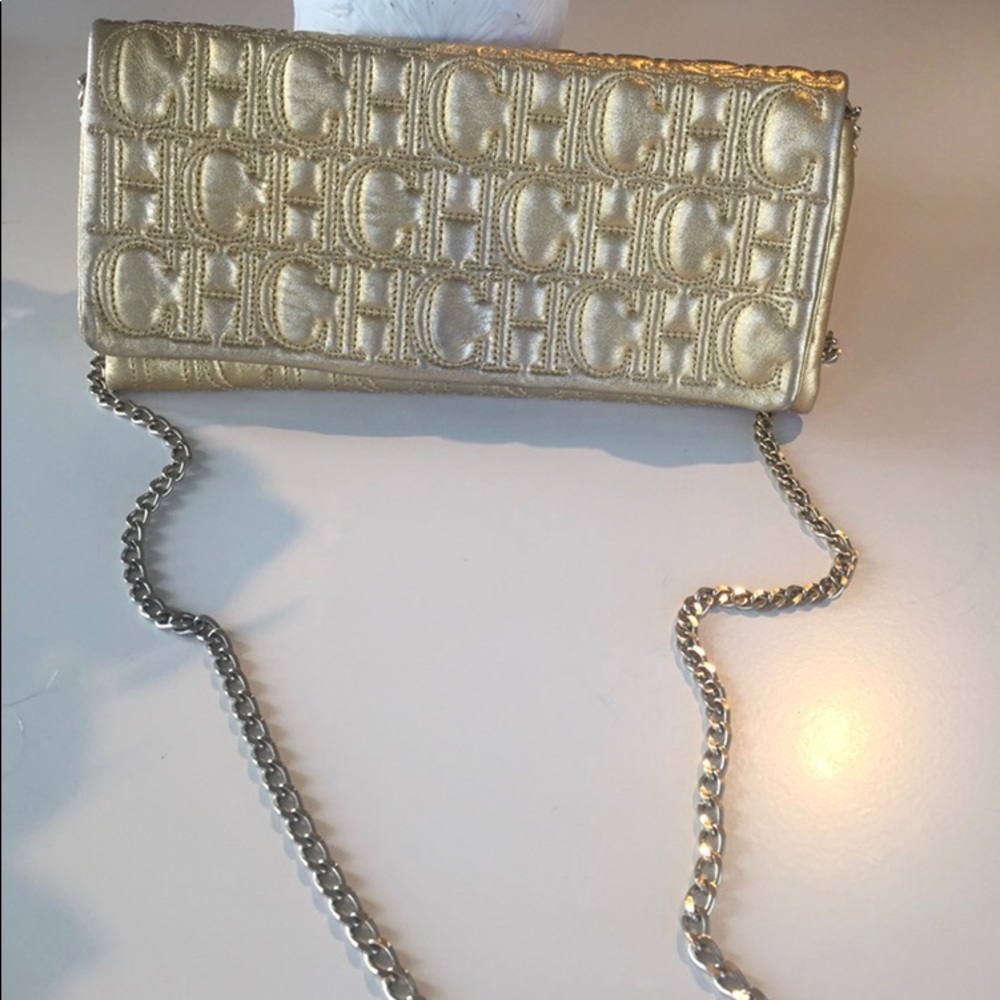 Carolina Herrera gold clutch